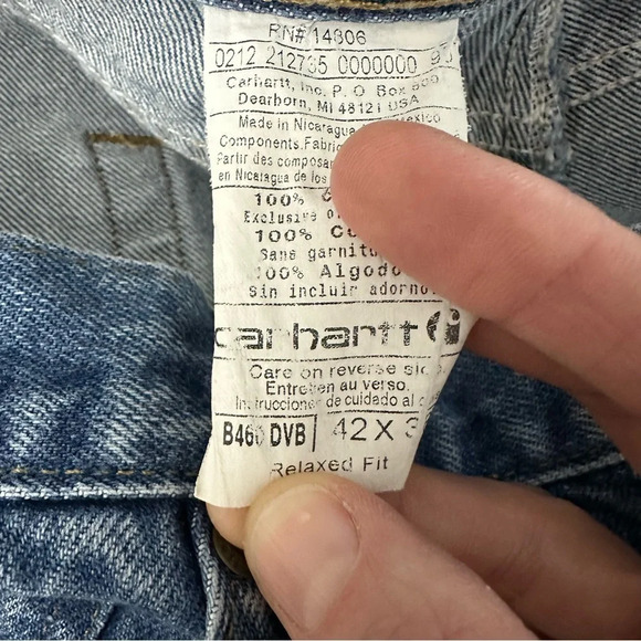 Carhartt Straight Fit Relaxed Fit Jean Medium Wash B460 Men's Size 42 x 35.5 - Picture 6 of 8